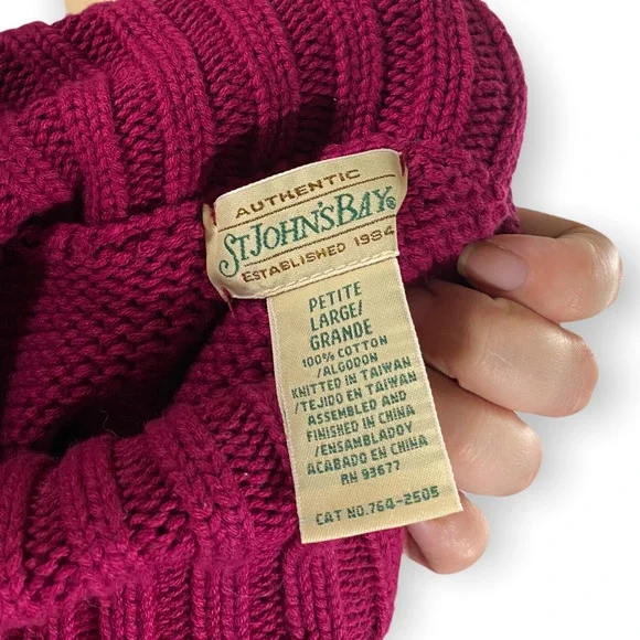 Vintage St. John's Bay Turtle Neck Chunky Knit Vest Women's Size Petite Large - Picture 3 of 5
